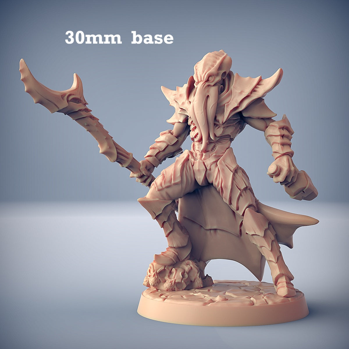 Image shows a 3D render of a mindflayer wizard gaming miniature.