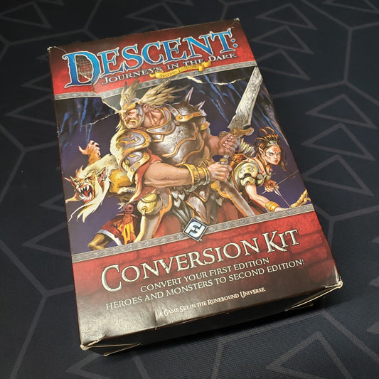 Image shows the front of the box for the first-to-second edition Conversion Kit for the board game Descent: Journeys in the Dark