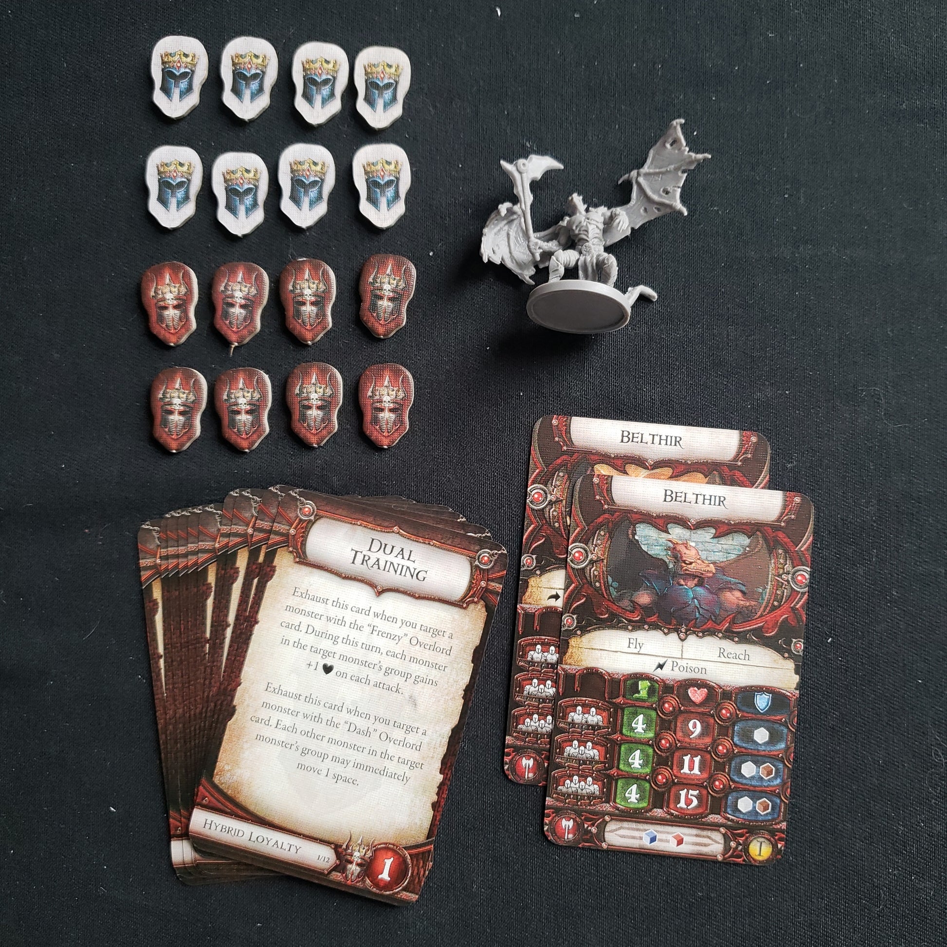 Image shows the components for the Belthir Lieutenant Pack expansion for the board game Descent: Journeys in the Dark Second Edition