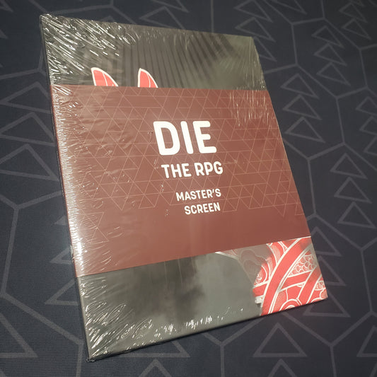 Image shows the front cover of the DIE RPG: Master's Screen roleplaying game accessory