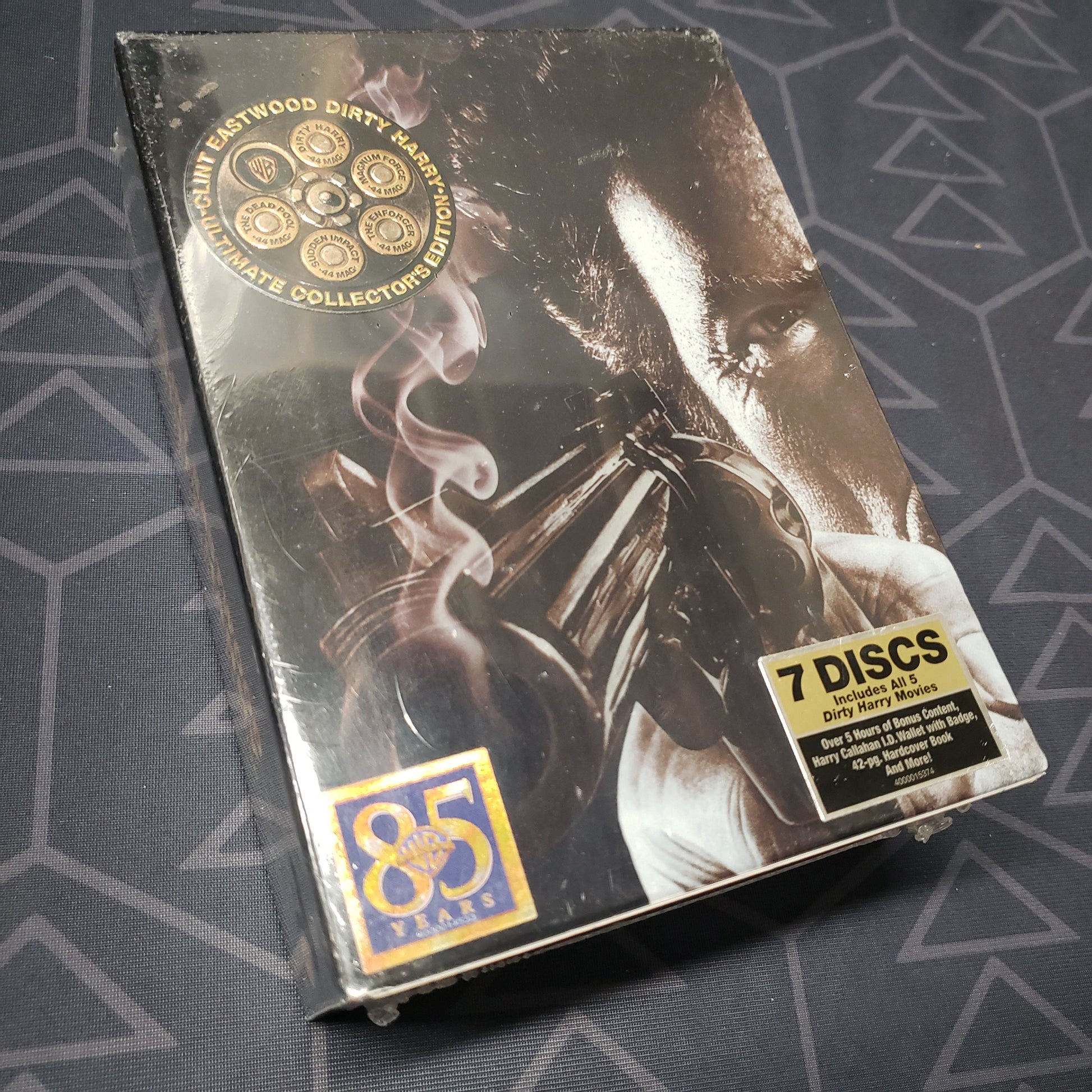 Image shows the front of the case for the movie set Dirty Harry: Ultimate Collector's Edition on DVD