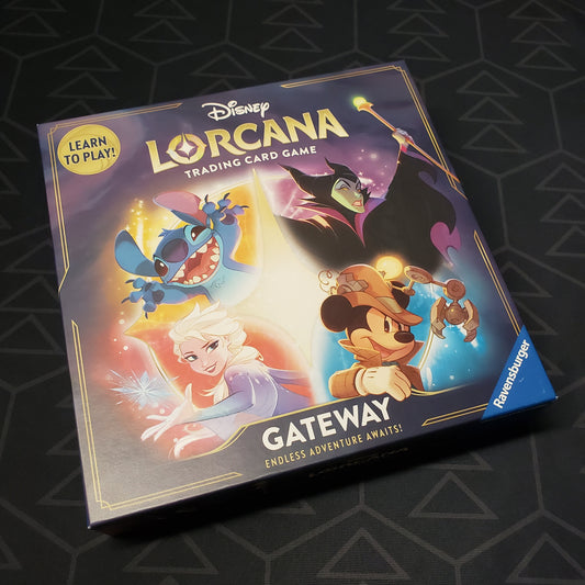 Image shows the front cover of the Gateway Starter Set box for the card game Disney Lorcana