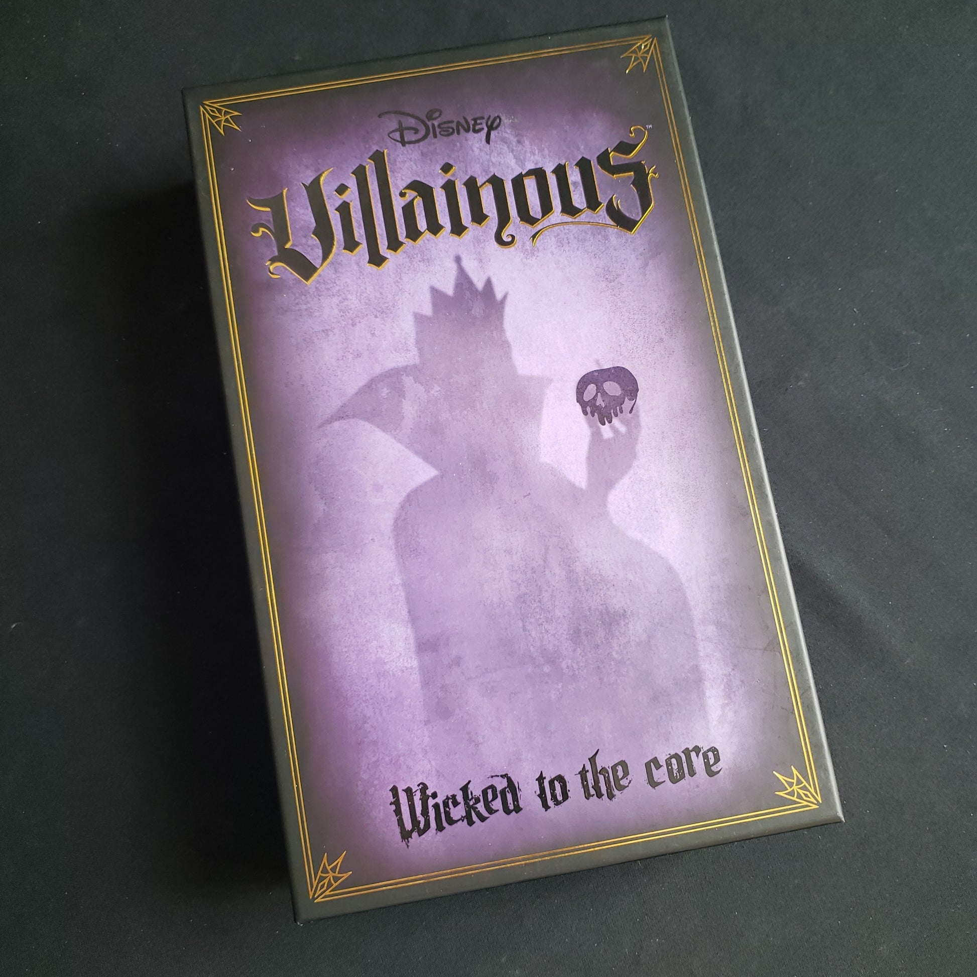 Image shows the front cover of the box of the Disney Villainous: Wicked to the Core board game