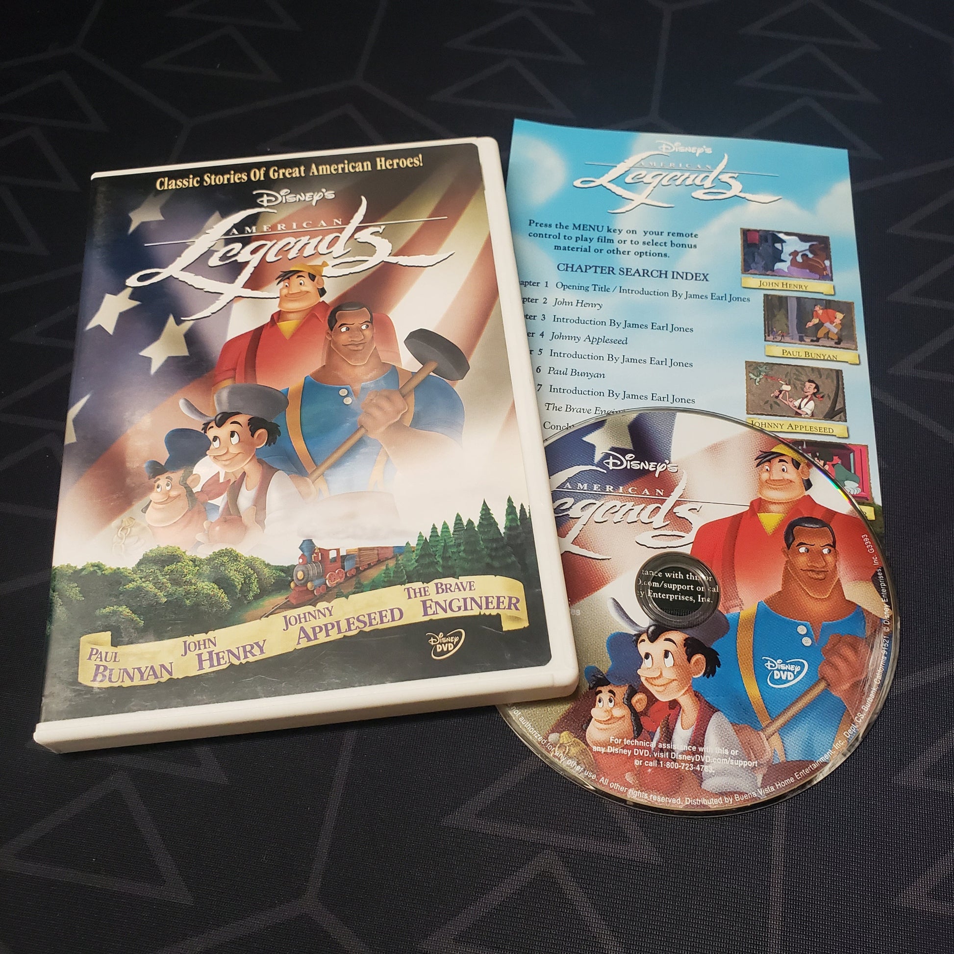 Image shows the case, insert & disc for Disney's American Legends on DVD