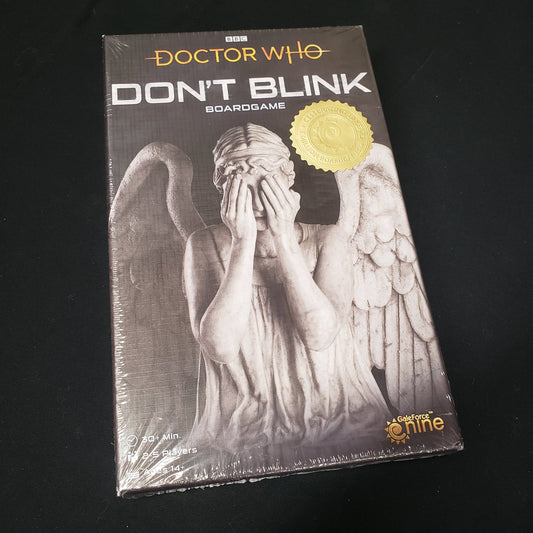 Image shows the front cover of the box of the board game Doctor Who: Don't Blink