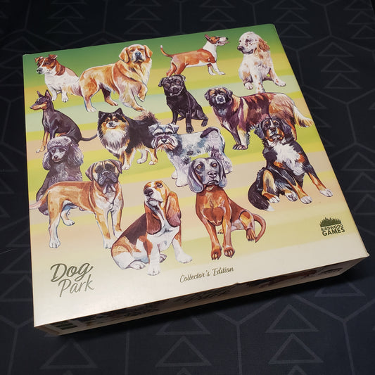 Image shows the front cover of the box for the Dog Park (Collector's Edition) board game
