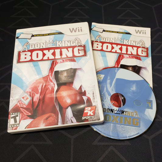 Image shows the case, manual & disc for the video game Don King Boxing for Nintendo Wii
