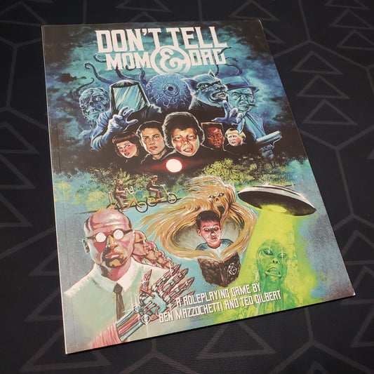 Image shows the front cover of the Don't Tell Mom & Dad roleplaying game book