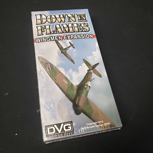Image shows the front cover of the box of the Wingmen expansion for the board game Down in Flames