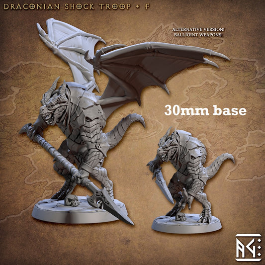 Image shows 3D renders of two sculpt options for a dragonborn warrior gaming miniature.