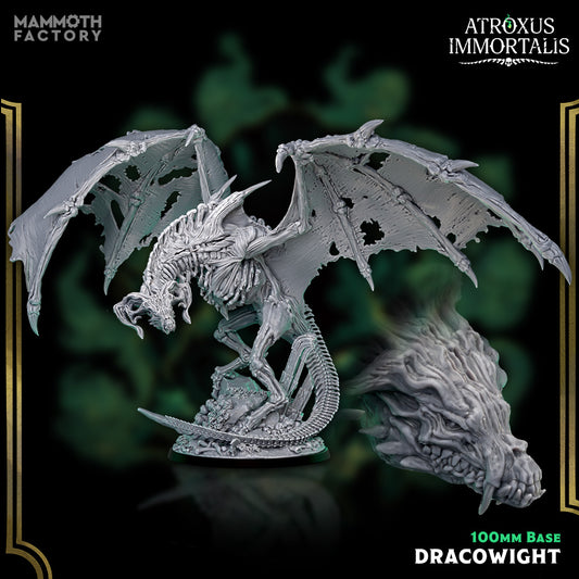 Image shows a 3D render of a undead dragon gaming miniature.