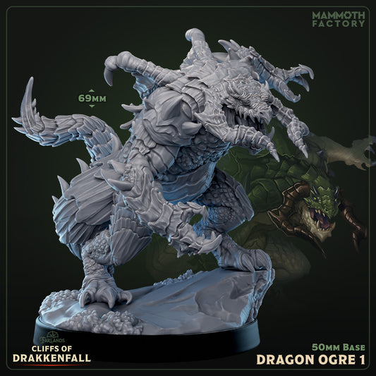 Image shows a 3D render of a hulking dragonborn beast gaming miniature.