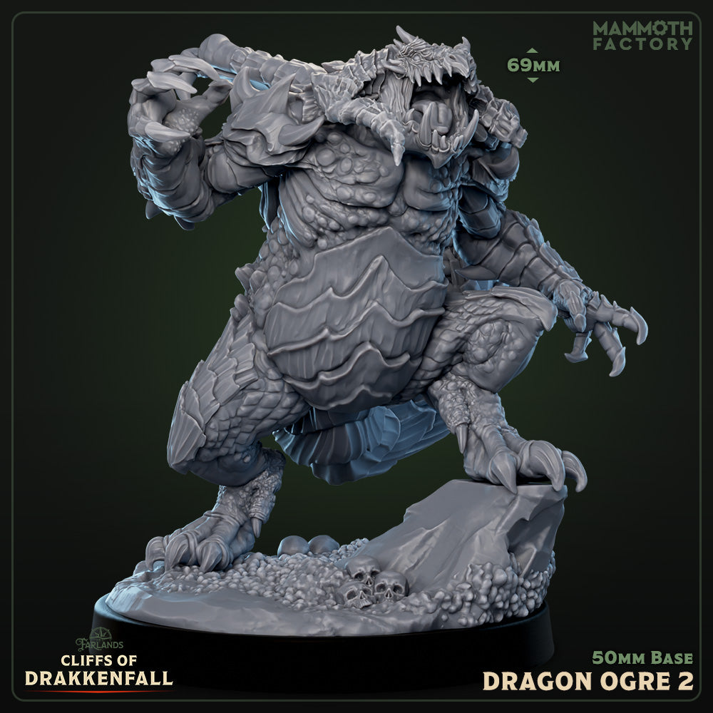 Image shows a 3D render of a hulking dragonborn beast gaming miniature.