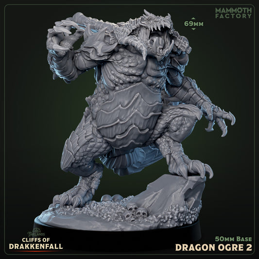 Image shows a 3D render of a hulking dragonborn beast gaming miniature.