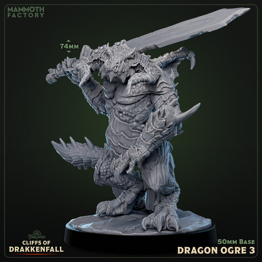 Image shows a 3D render of a hulking dragonborn beast gaming miniature.