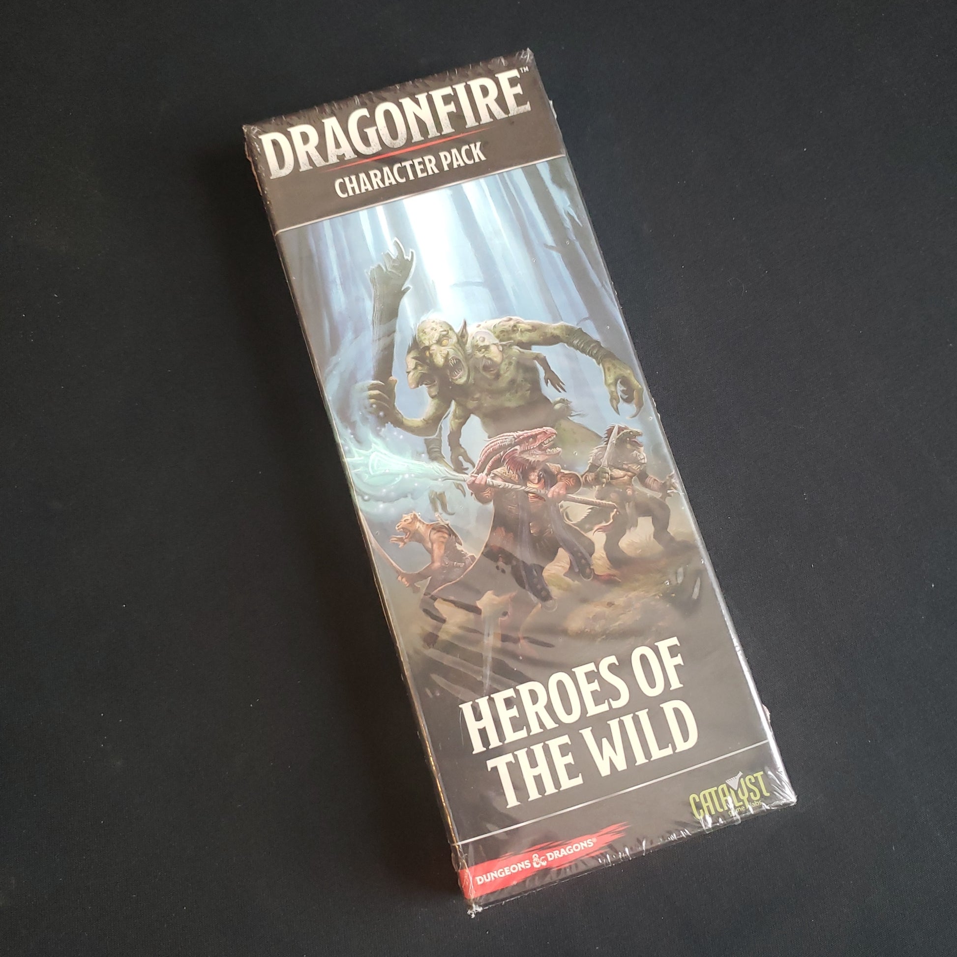 Image shows the front cover of the box of the Heroes of the Wild expansion for the board game Dragonfire