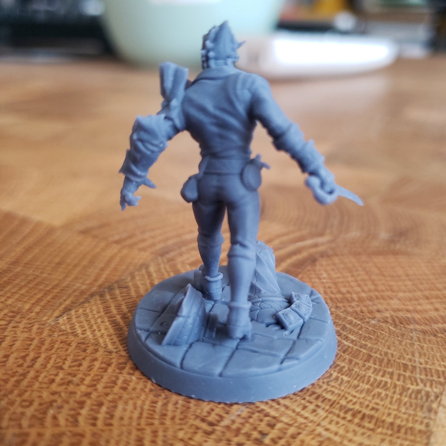 Image shows an example of a 3D printed human rogue gaming miniature printed in-house at All Systems Go