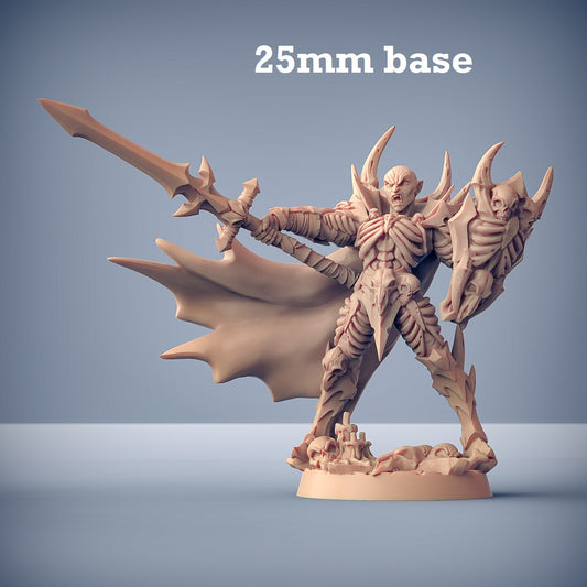 Image shows a 3D render of a vampire warlord gaming miniature