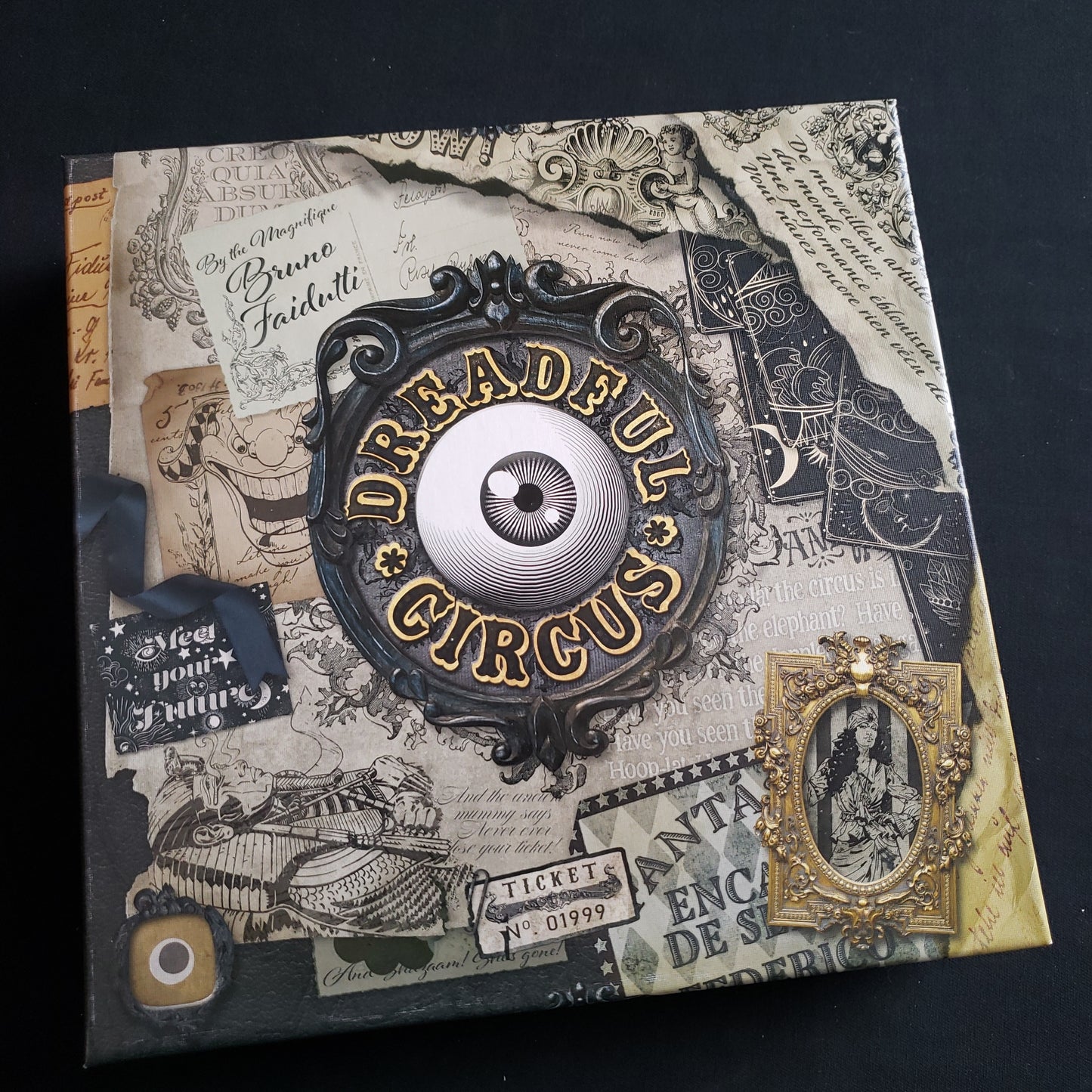 Image shows the front cover of the box of the Dreadful Circus board game