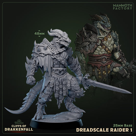 Image shows a 3D render of a dragonborn fighter gaming miniature.