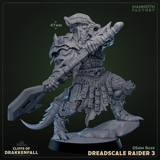 Image shows a 3D render of a dragonborn barbarian gaming miniature.