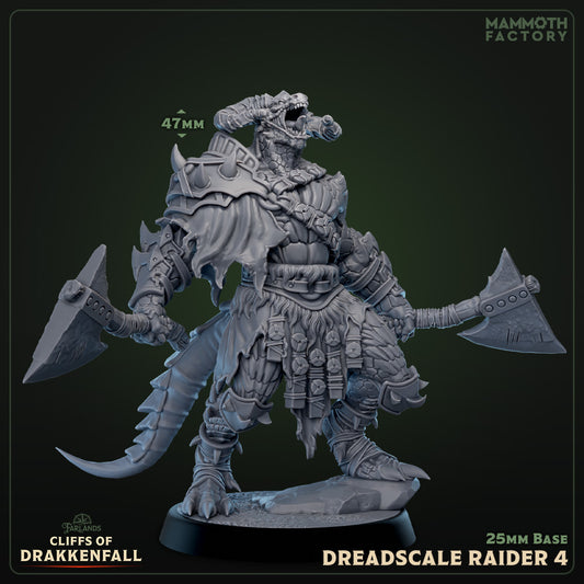 Image shows a 3D render of a dragonborn barbarian gaming miniature.