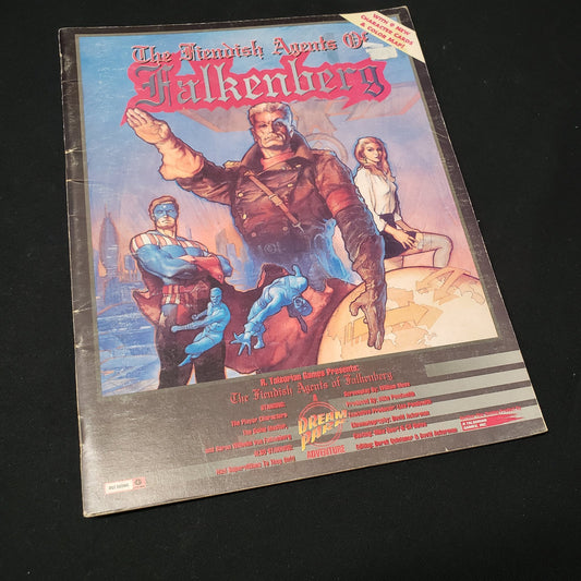 Image shows the front cover of the Fiendish Agents of Falkenberg book for the roleplaying game Dream Park