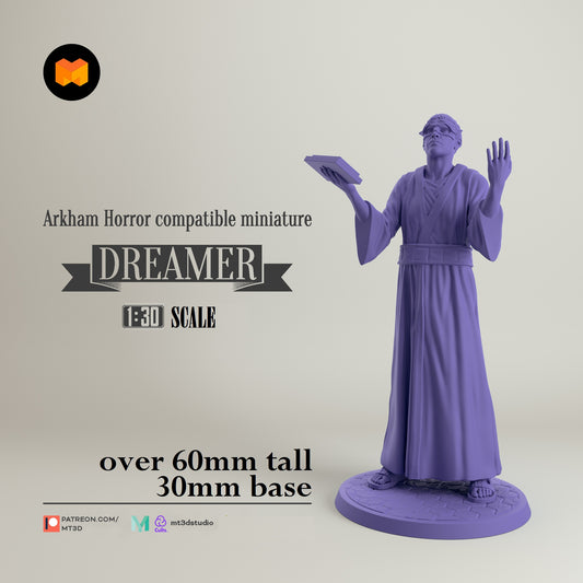 Image shows a 3D render of a robed cultist gaming miniature.