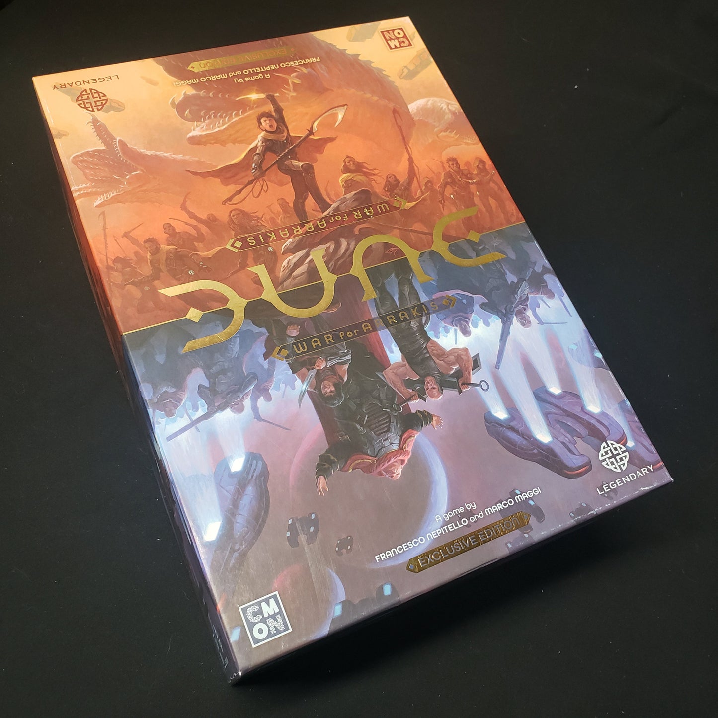 Image shows the front cover of the box for the Dune: War for Arrakis - Exclusive Edition board game