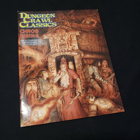 Image shows the front cover of the Chaos Rising book for the roleplaying game Dungeon Crawl Classics