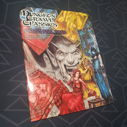 Image shows the front cover of the Fate's Fell Hand book for the roleplaying game Dungeon Crawl Classics