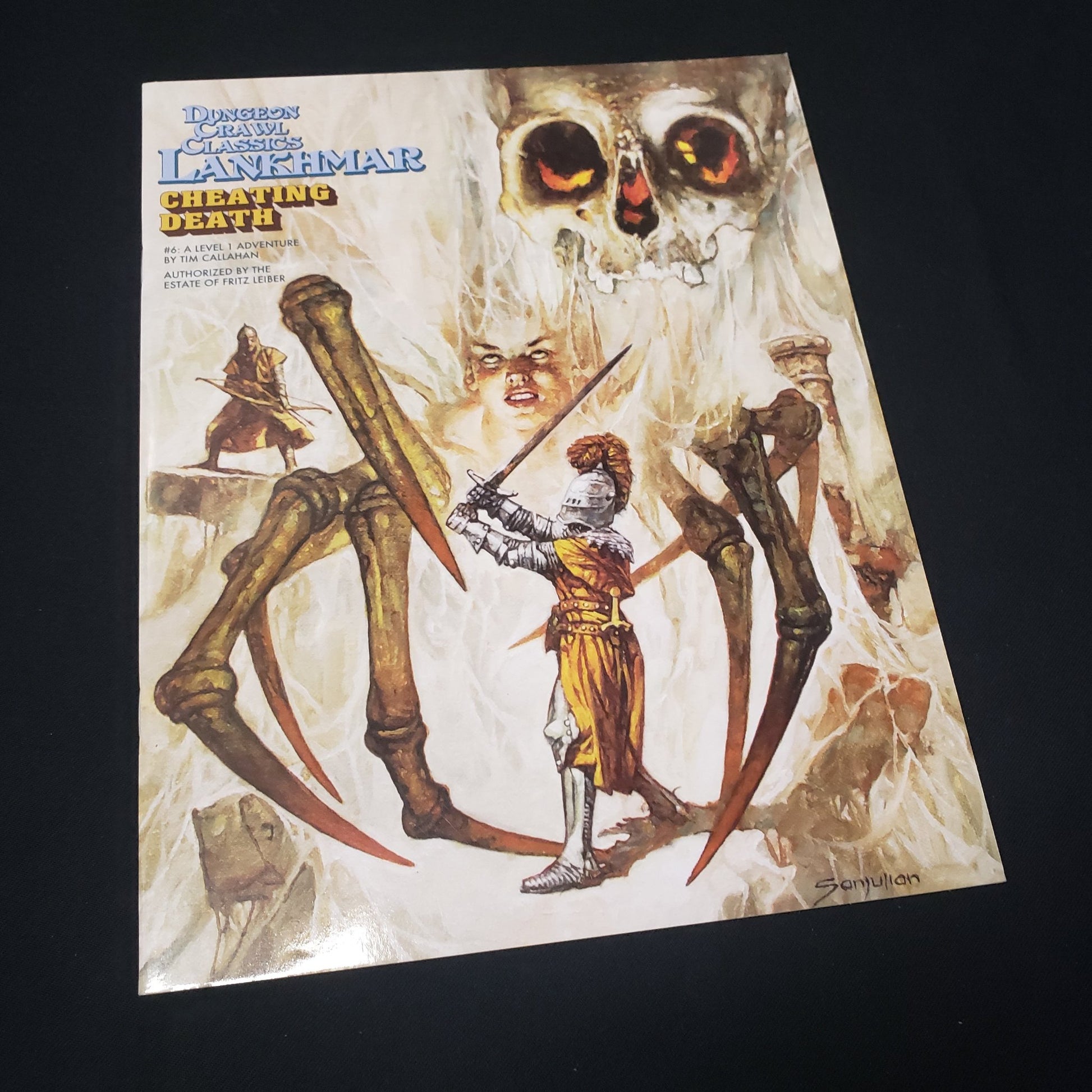Image shows the front cover of the Lankhmar: Cheating Death book for the roleplaying game Dungeon Crawl Classics