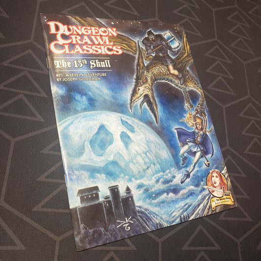 Image shows the front cover of the 13th Skull book for the roleplaying game Dungeon Crawl Classics