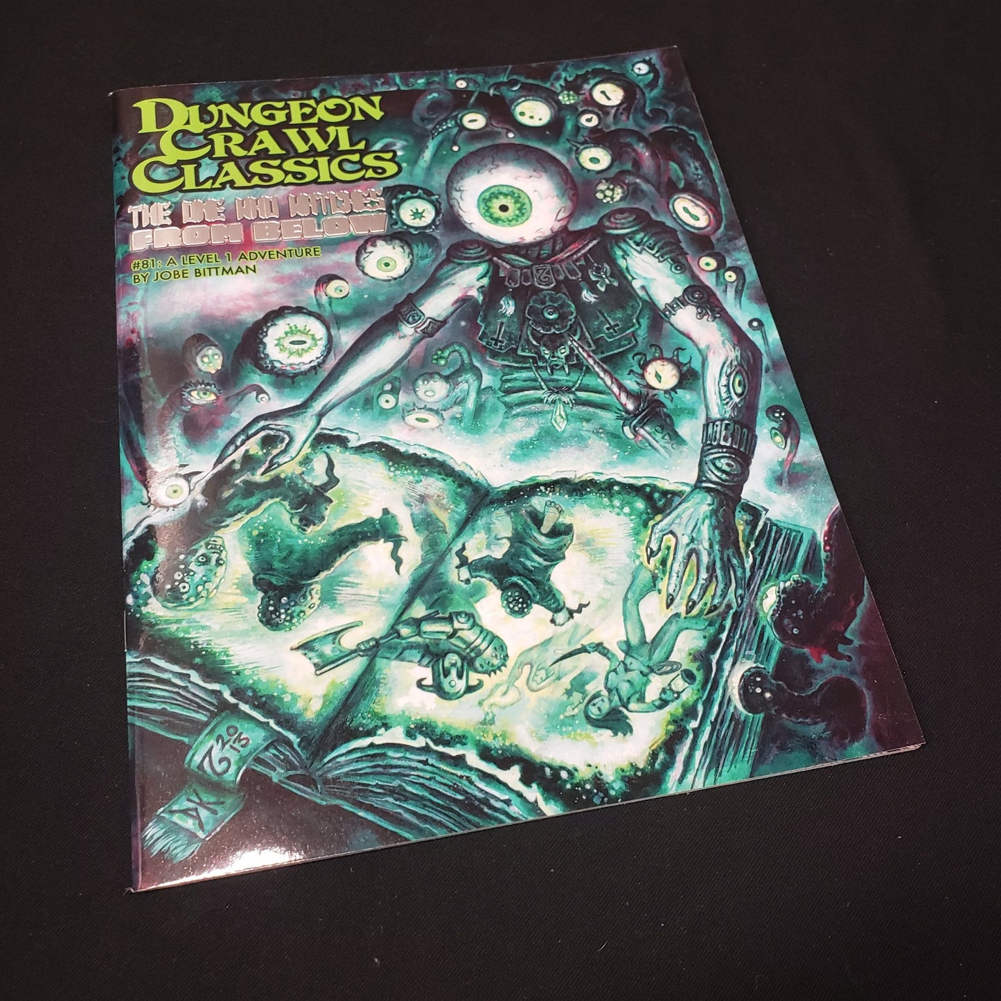 Image shows the front cover of the One Who Watches From Below book for the roleplaying game Dungeon Crawl Classics