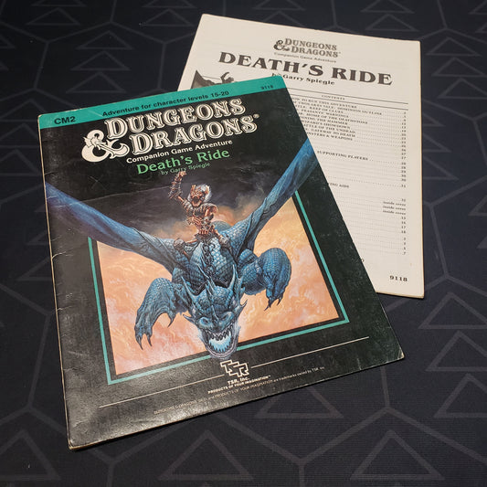 Image shows the folio & booklet of the Death's Ride module for the roleplaying game Dungeons & Dragons: First Edition
