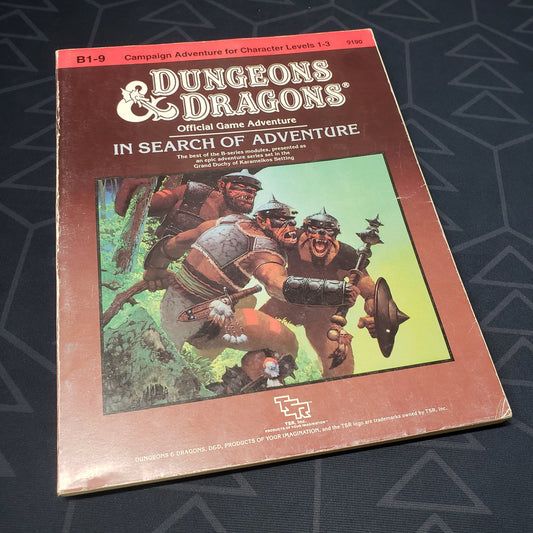 Image shows the front cover of the In Search of Adventure adventure module book for the roleplaying game Dungeons & Dragons: First Edition