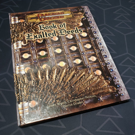 Image shows the front cover of the Book f Exalted Deeds for the roleplaying game Dungeons & Dragons: 3.5 Edition