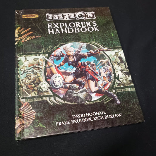 Image shows the front cover of the Eberron Explorer's Handbook for the roleplaying game Dungeons & Dragons 3.5 Edition