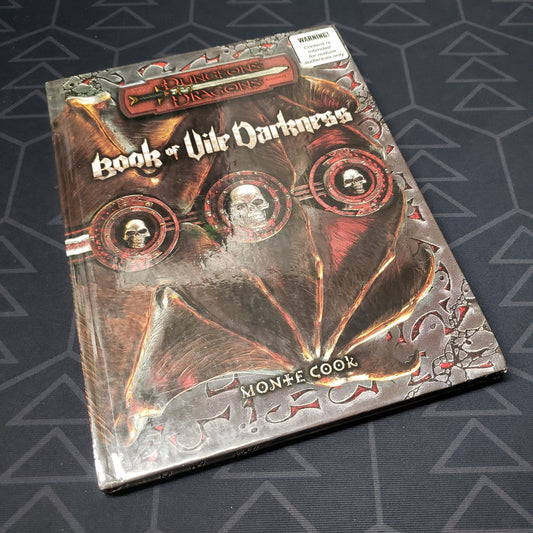 Image shows the front cover of the Book of Vile Darkness for the roleplaying game Dungeons & Dragons: Third Edition