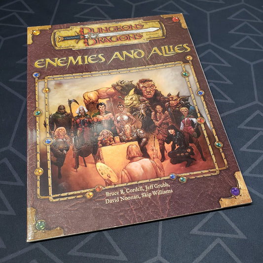 Image shows the front cover of the Enemies and Allies book for the roleplaying game Dungeons & Dragons: Third Edition