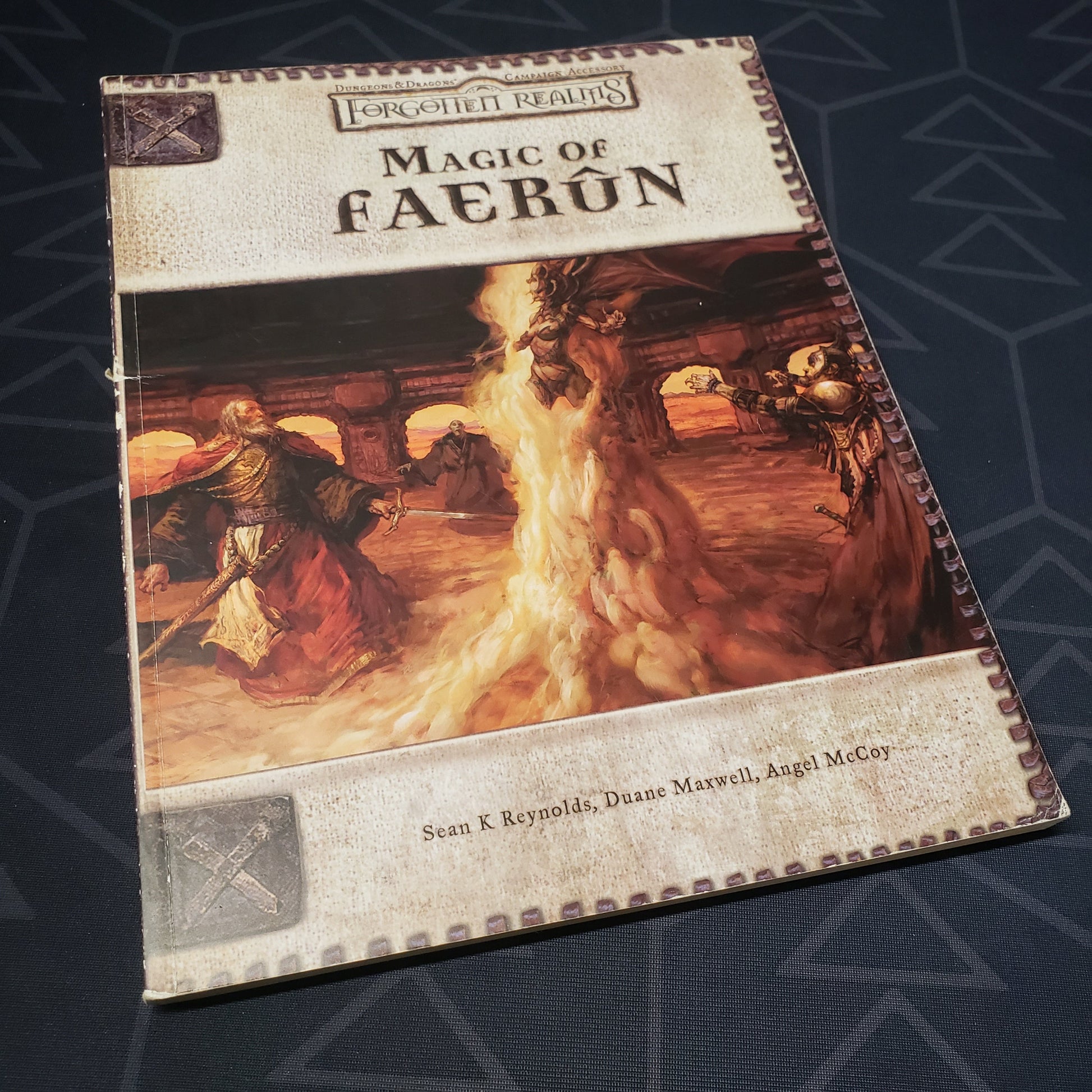 Image shows the front cover of the Forgotten Realms: Magic of Faerun book for the roleplaying game Dungeons & Dragons: Third Edition