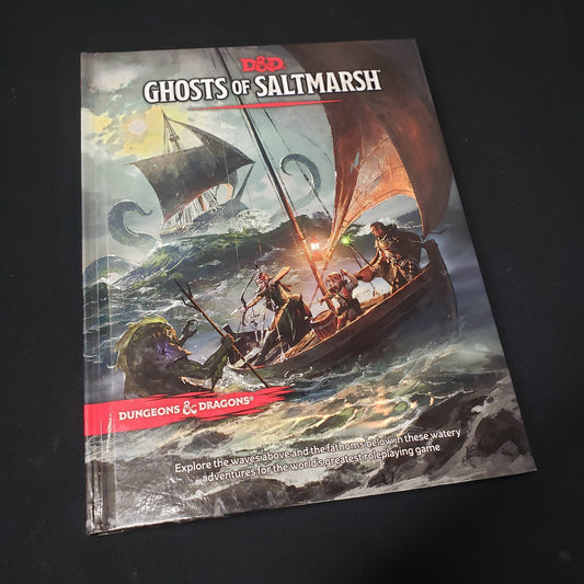 Image shows the front cover of the Ghosts of Saltmarsh book for the roleplaying game Dungeons & Dragons: Fifth Edition