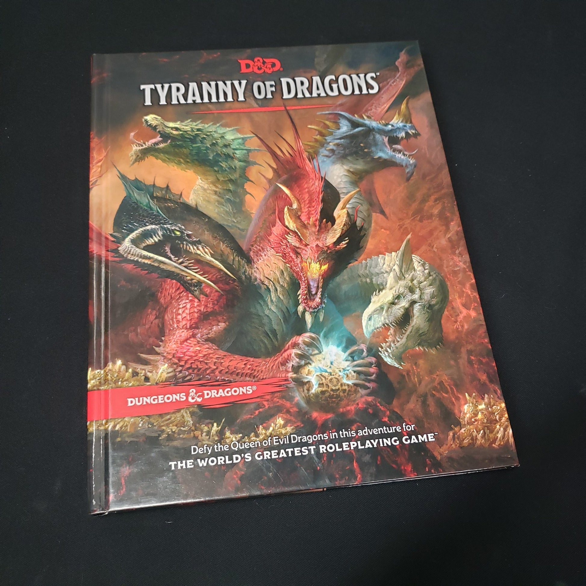 Image shows the front cover of the Tyranny of Dragons book for the roleplaying game Dungeons & Dragons: Fifth Edition