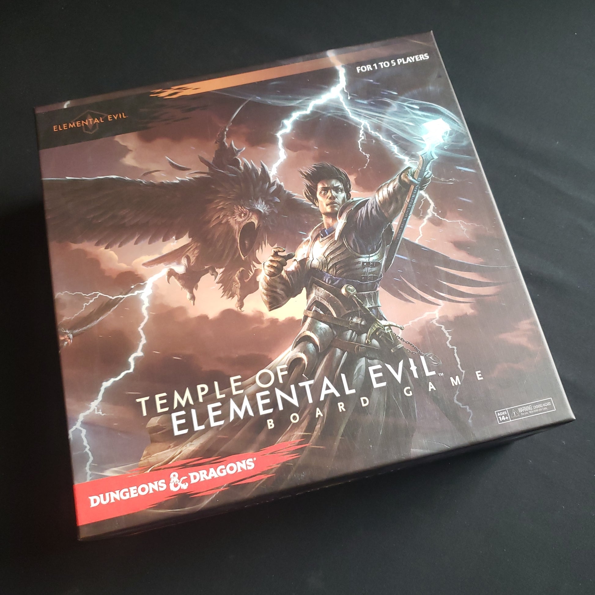 Image shows the front cover of the box of the D&D: Temple of Elemental Evil board game