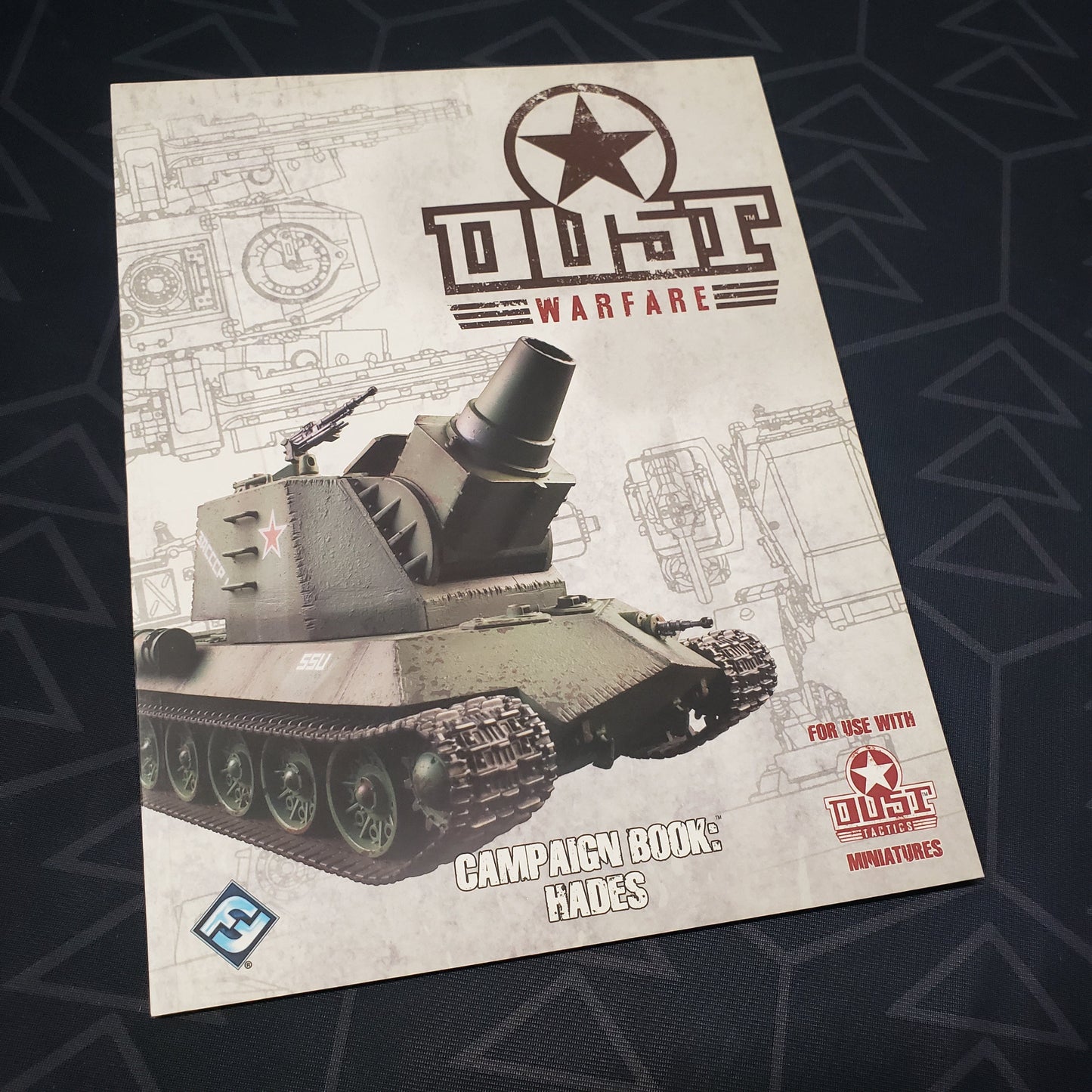 Image shows the front cover of the Campaign Book: Hades book for the miniatures game Dust Warfare