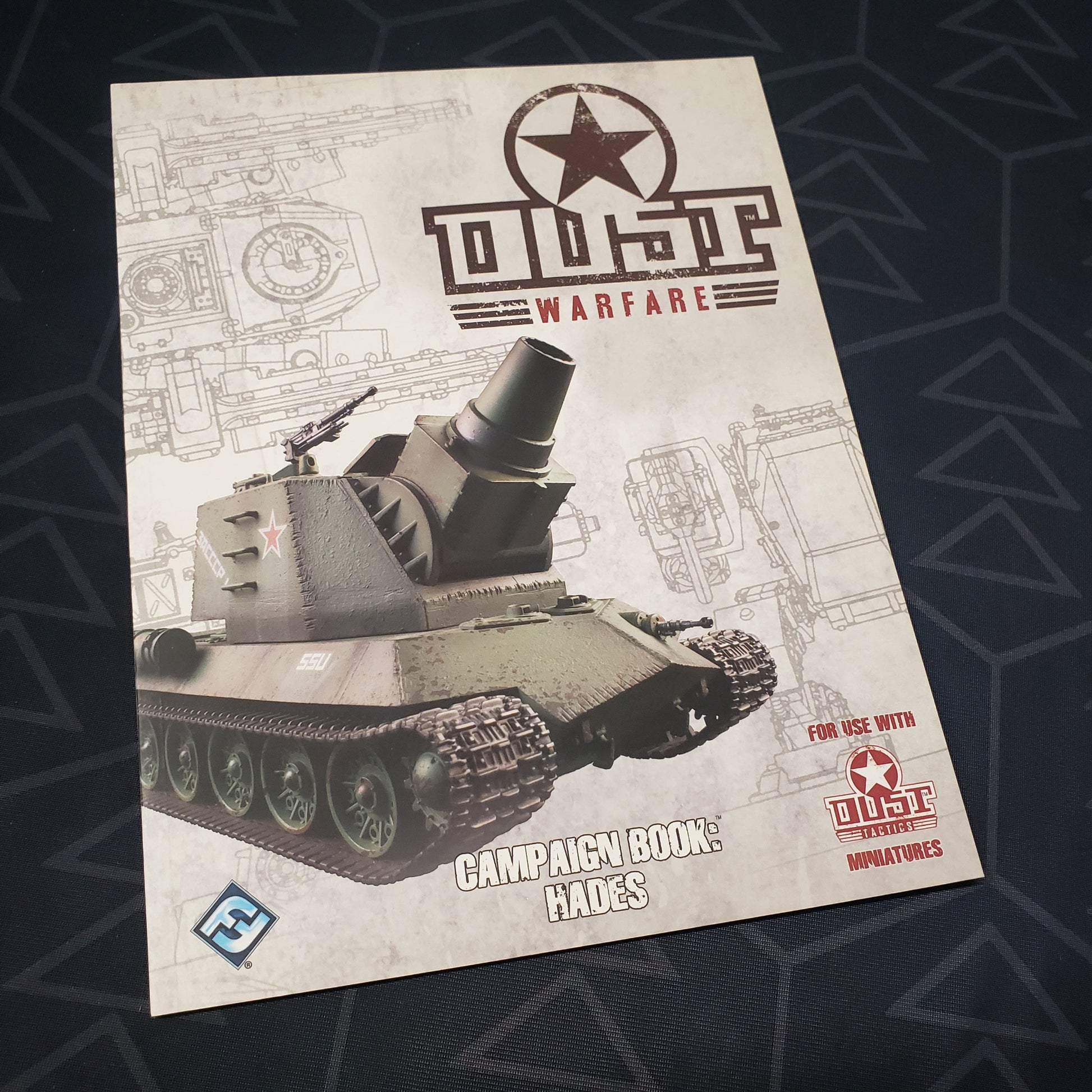 Image shows the front cover of the Campaign Book: Hades book for the miniatures game Dust Warfare