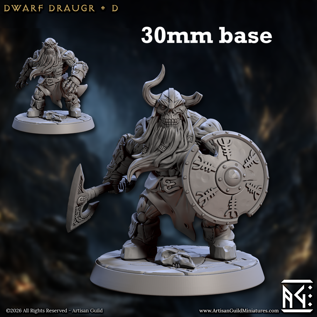 Image shows 3D renders of two sculpt options for a dwarf zombie gaming miniature.