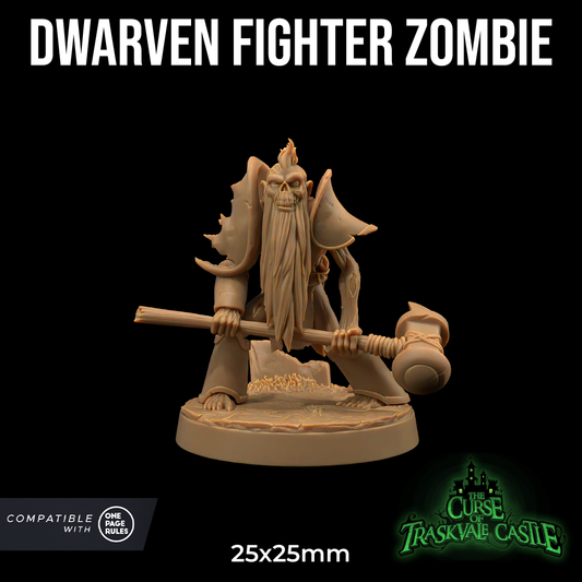 Image shows a 3D render of a dwarf zombie gaming miniature