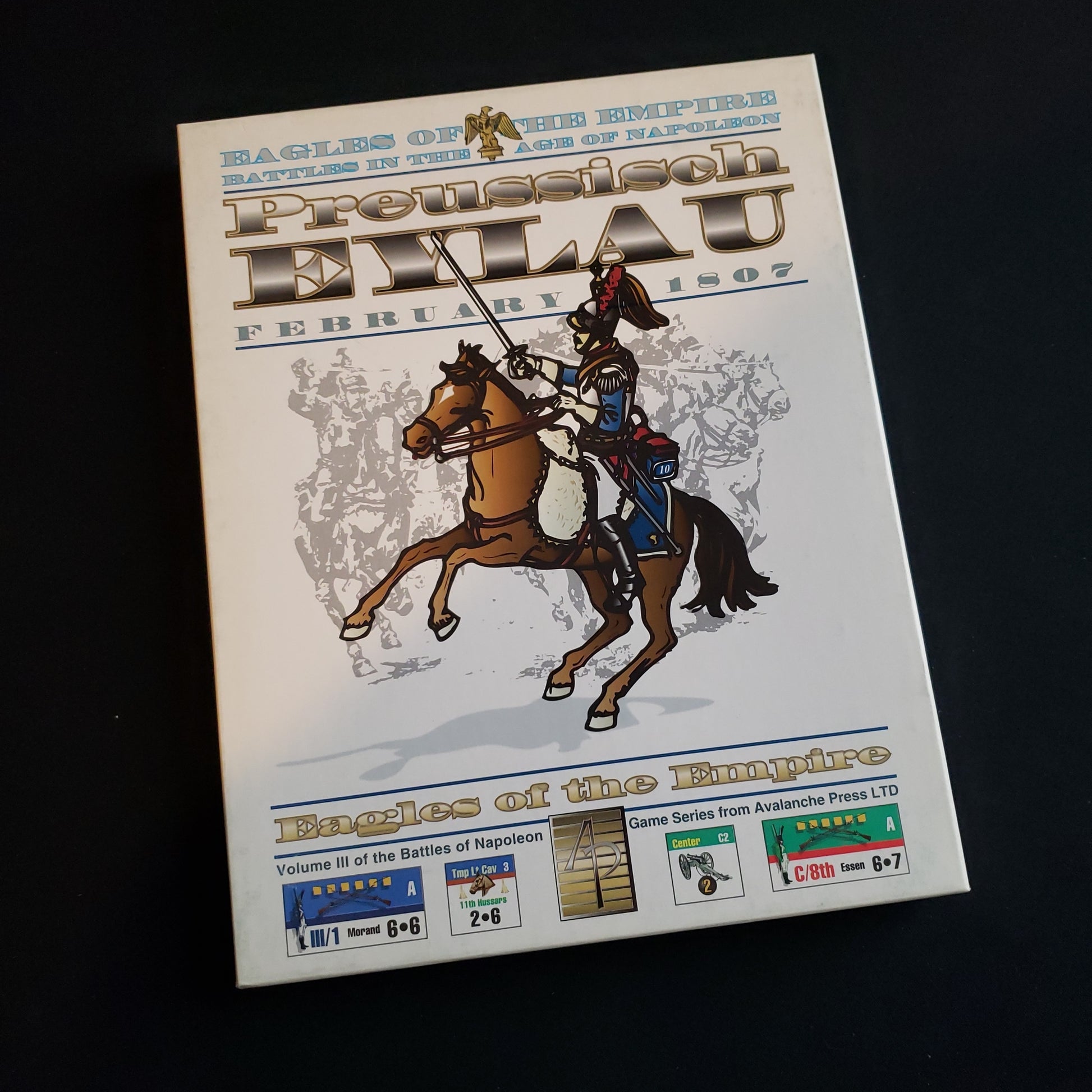 Image shows the front cover of the box of the Eagles of the Empire: Preussisch-Eylau board game