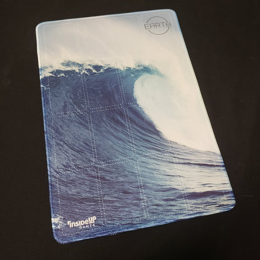 Image shows a playmat featuring the Wave artwork for the board game Earth